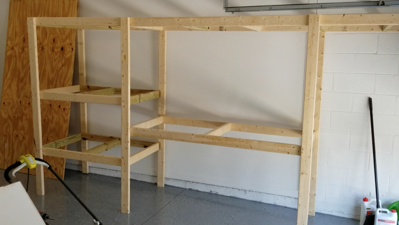 garage shelves full structure