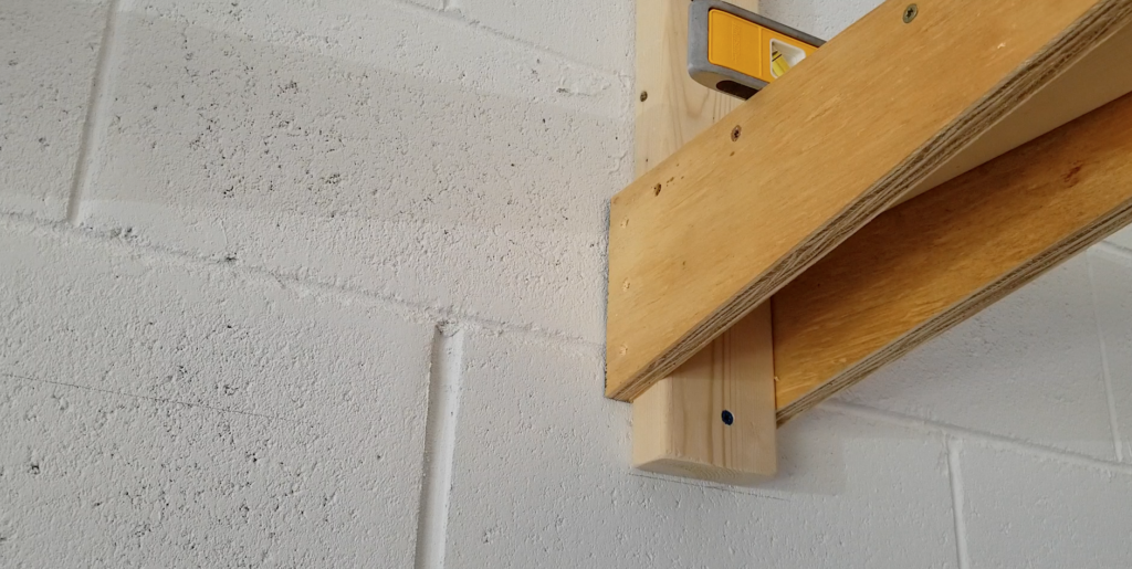 wall lumber rack support in place