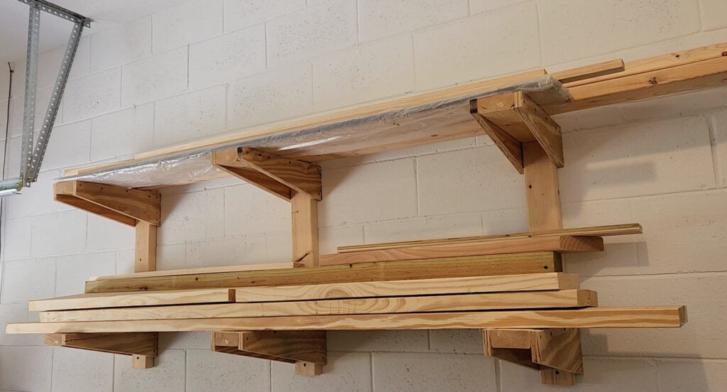 wall lumber rack loaded